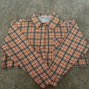 Cropped plaid button up